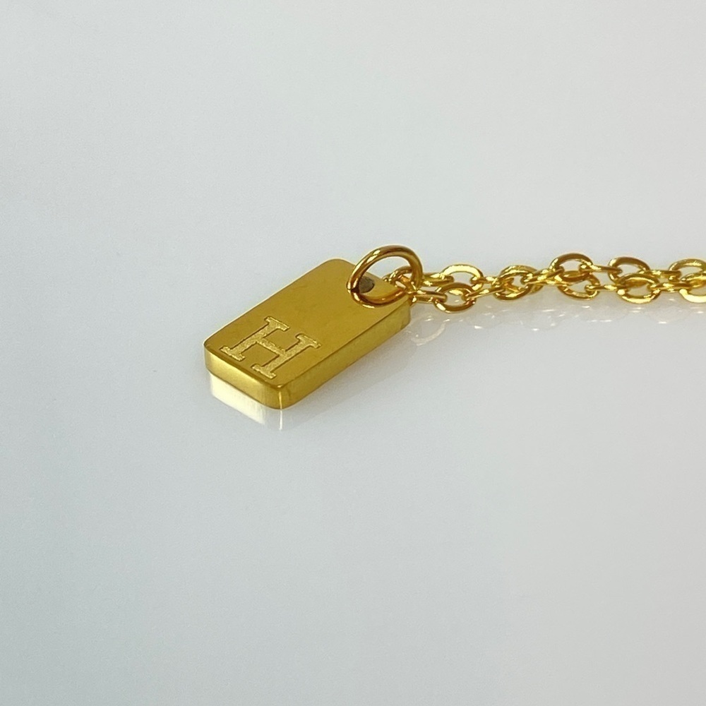 Initial Letter H Tag Necklace